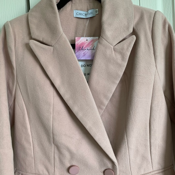 Wool-blended longline blazer in pink - Picture 3 of 4